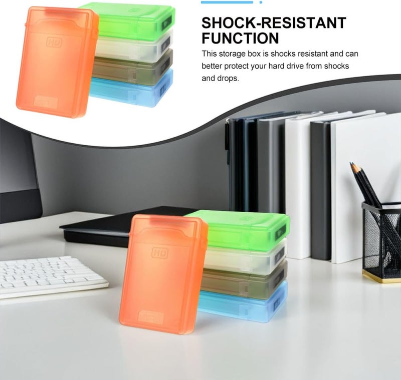 Cabilock 5pcs 2.5 Inch Hard Drive Protective Boxes Storage Cases Shockproof Plastic Organizer for External HDD SSD Travel Use with Multi- (White Green Gray) - Image 3