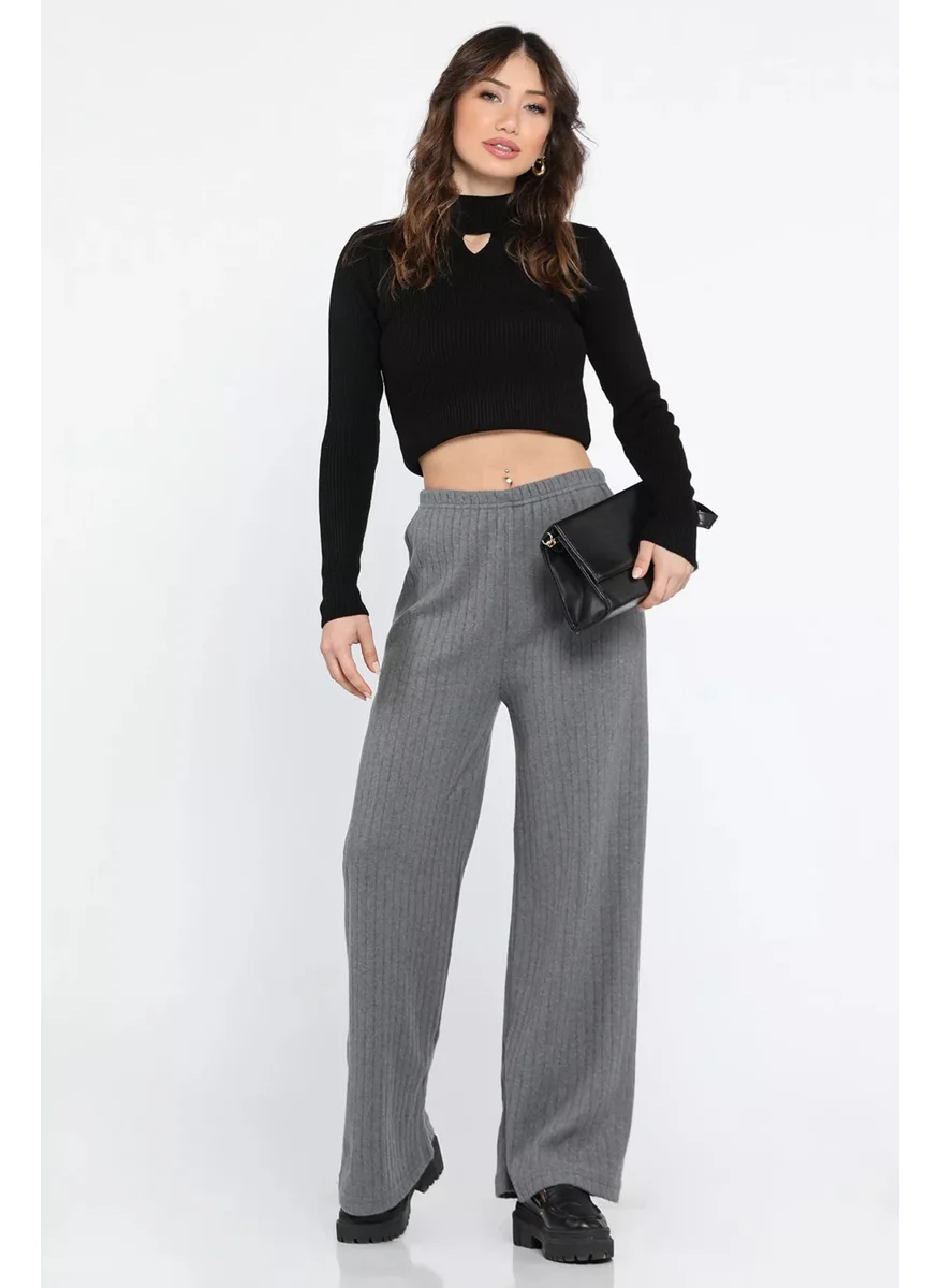 Gülseli Gulseli Women's Wide Leg Ribbed Trousers