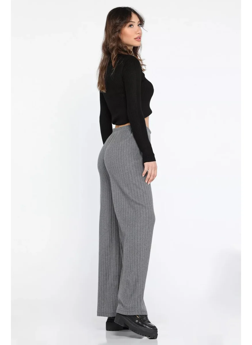 Gülseli Gulseli Women's Wide Leg Ribbed Trousers