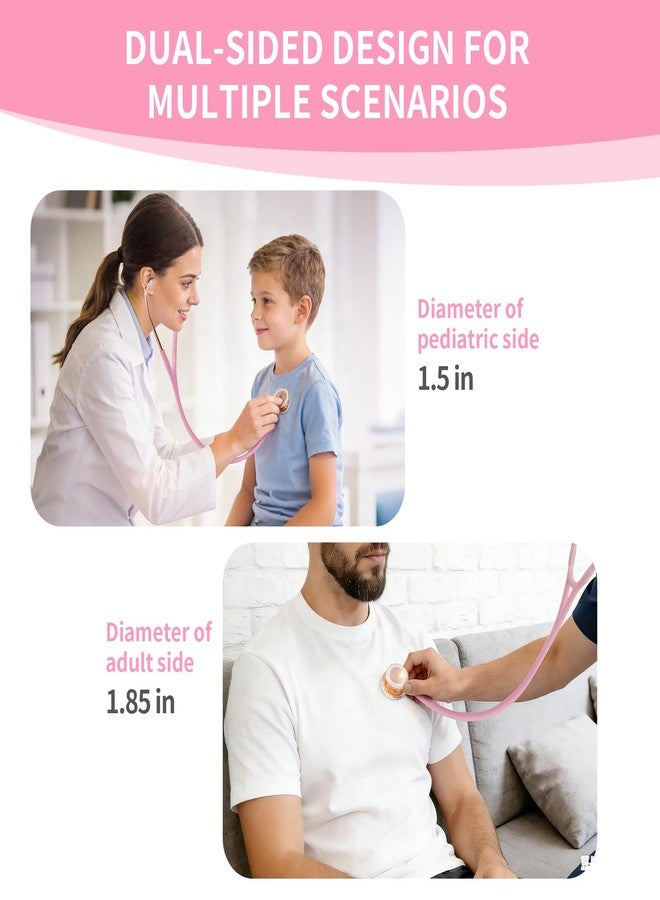SCIAN Cardiology Stethoscope with Double-Sided Tunable Diaphragms, Professional Stethoscope with Carrying Case for Doctors, Nurses, Med Students, Clinical, Pink - Image 3