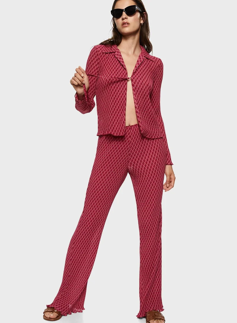 MANGO Printed Flared Pants