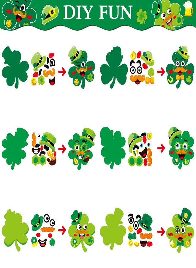 STEFORD 24 Pcs St. Patrick's Day Craft Kits for Kids, DIY Shamrock Art Crafts Make Your Own St. Patrick's Day Shamrock Paper Craft Set for School Home Party Game Activities - Image 4