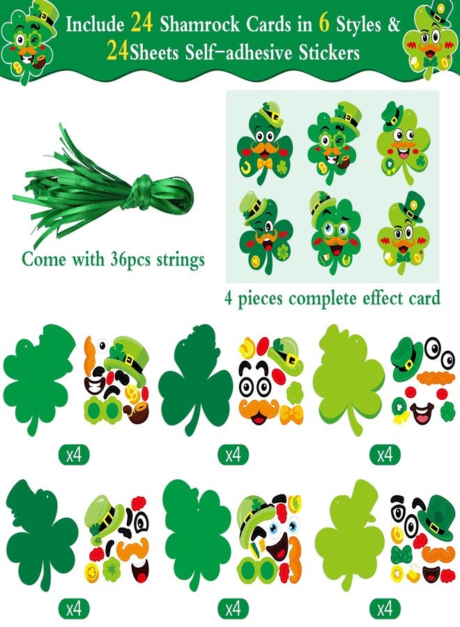 STEFORD 24 Pcs St. Patrick's Day Craft Kits for Kids, DIY Shamrock Art Crafts Make Your Own St. Patrick's Day Shamrock Paper Craft Set for School Home Party Game Activities - Image 2