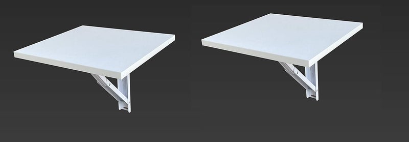 Compal Wall Mounted Folding Coffee and Tea Table DropLeaf Folding Bed Side Table and Study for Home Living Room Office Table Desk Workstation Computer Side Desk Trestle Desk White Pack of 2 - Image 1