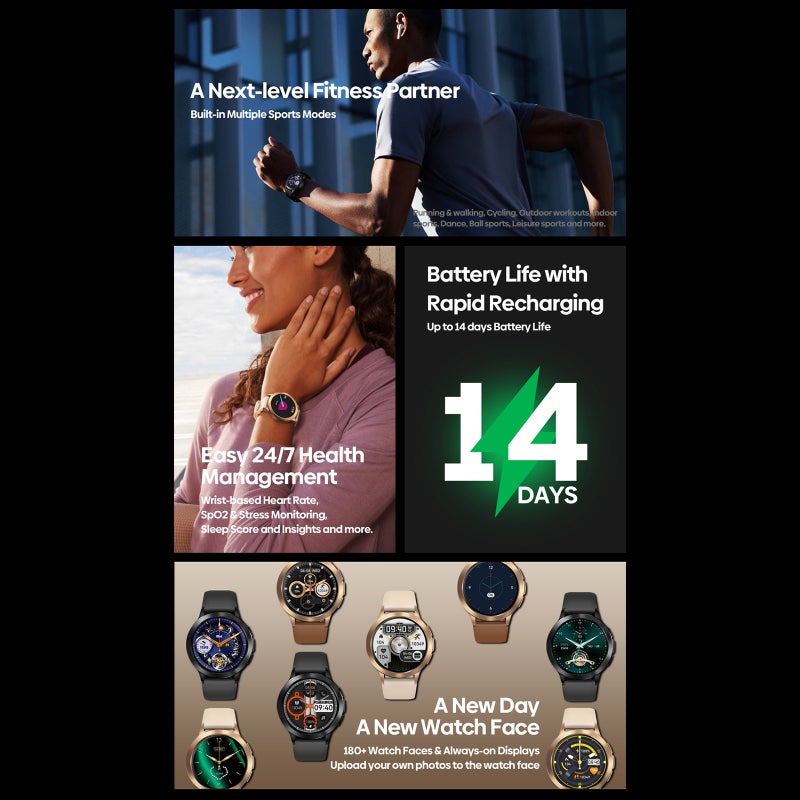 Zeblaze Btalk 2 Smart Watch 1.3-Inch AMOLED FullTouch Screen BT Call Fitness Tracker IP68 Waterproof Blood Oxygen/Sleep/Heart Rate/Blood Pressure Monitor Multiple Sports Mode - Image 2