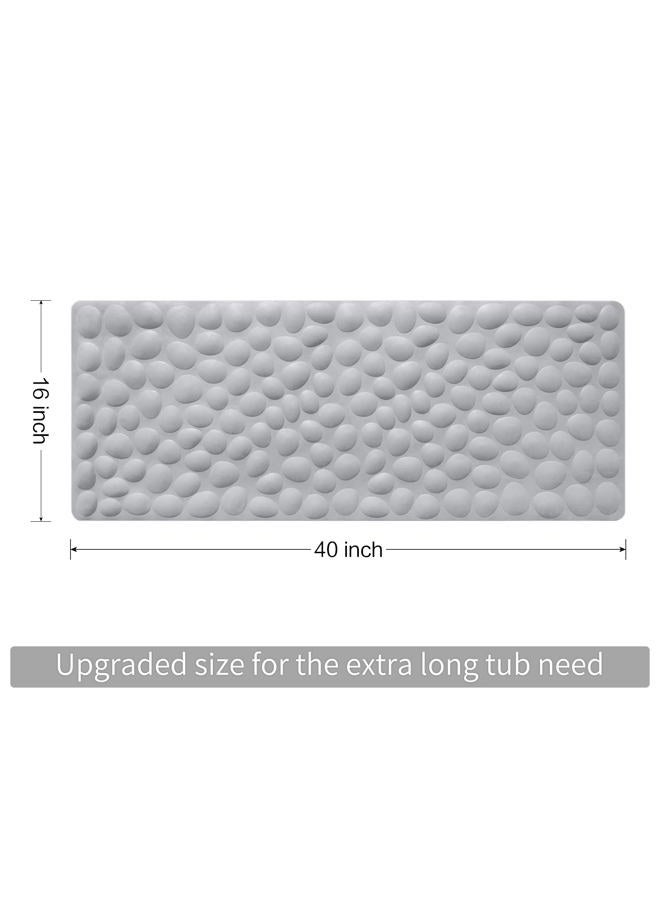 OTHWAY Non-Slip Bathtub Mat Soft Rubber Bathroom Bathmat with Strong Suction Cups (Grey 40"x16") - Image 3