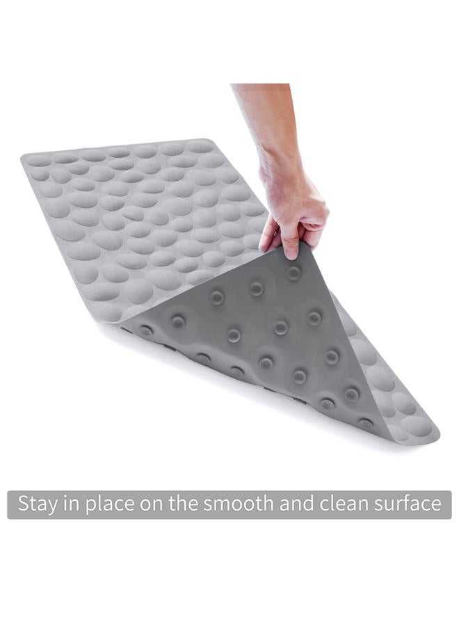 OTHWAY Non-Slip Bathtub Mat Soft Rubber Bathroom Bathmat with Strong Suction Cups (Grey 40"x16") - Image 2