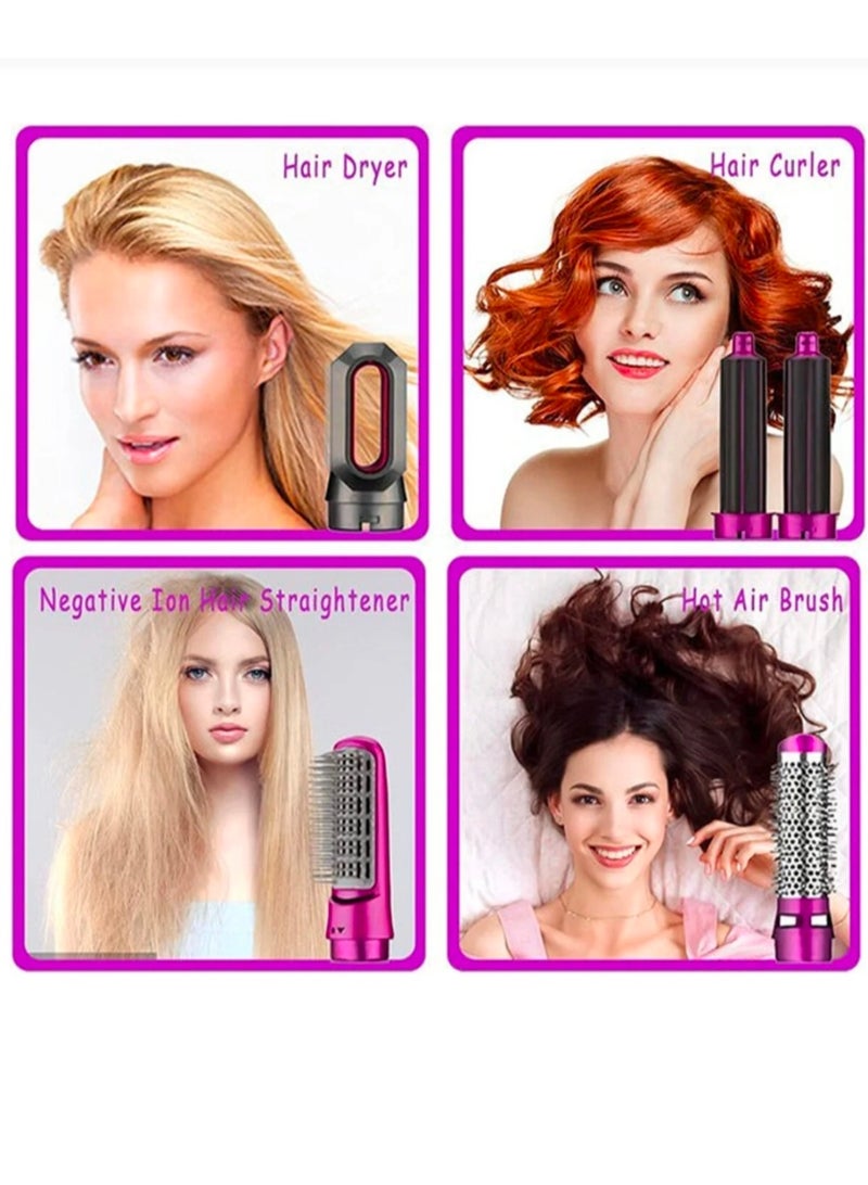 5-in-1 Multifunctional Hot Air Styler Hair Styling Tool - Pink/Grey - Image 2
