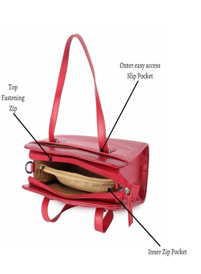 Ceres Women's Hand Bag Satchel Handbag (22JY22) (Red) - Image 4