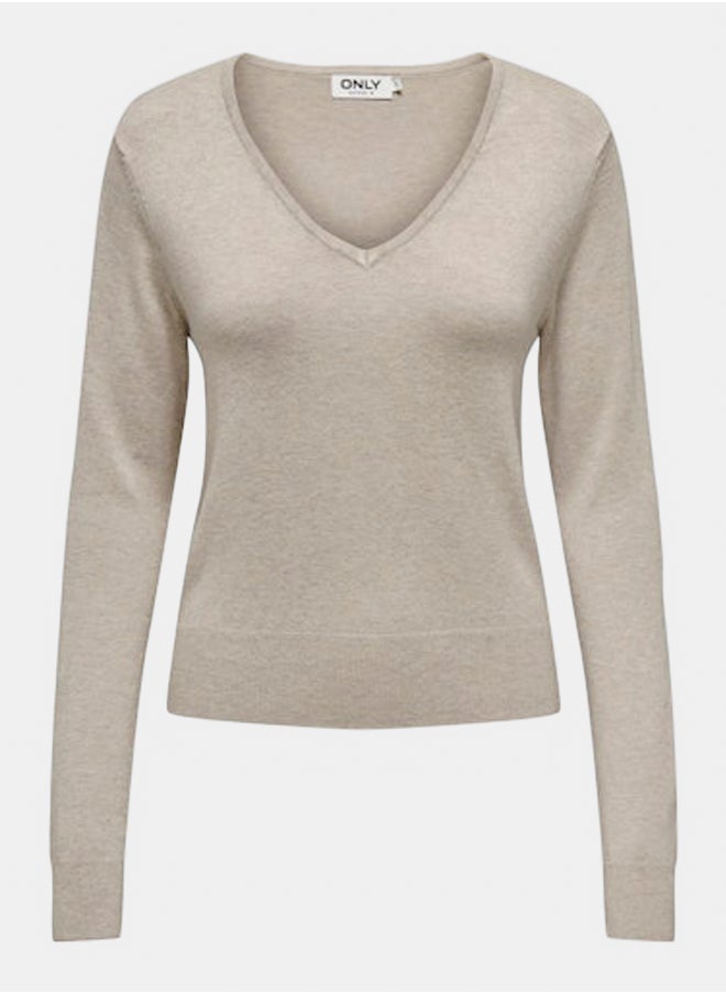 ONLY - Onlvenice Life Ls Vneck Pullover Knt Nca - Image 1