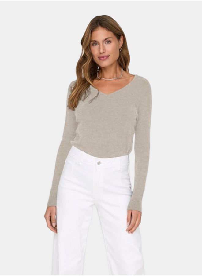 ONLY - Onlvenice Life Ls Vneck Pullover Knt Nca - Image 1