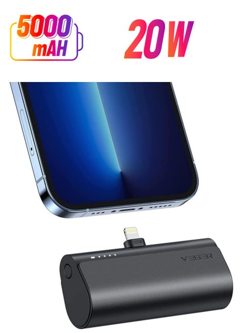 Mini Portable Powerbank 5000mAh Fast Charging 20W PD QC 3.0 External Battery Built in Plugin Use Portable Charger Compatible for iPhone 13/12/11/XR/X/8/7/6/Plus