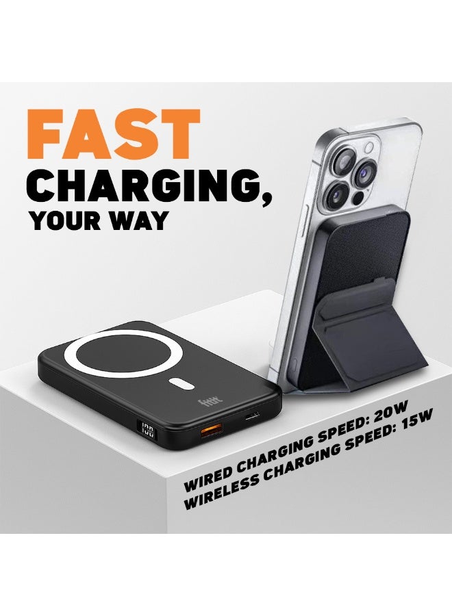 FITIT بنك طاقة لاسلكي مغناطيسي بسعة 10000 مللي أمبير في الساعة، شاحن محمول، شحن سريع بقوة 20 وات مع توافق USB-C. - Image 4