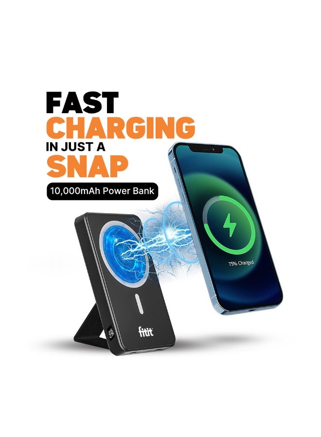 FITIT بنك طاقة لاسلكي مغناطيسي بسعة 10000 مللي أمبير في الساعة، شاحن محمول، شحن سريع بقوة 20 وات مع توافق USB-C. - Image 2