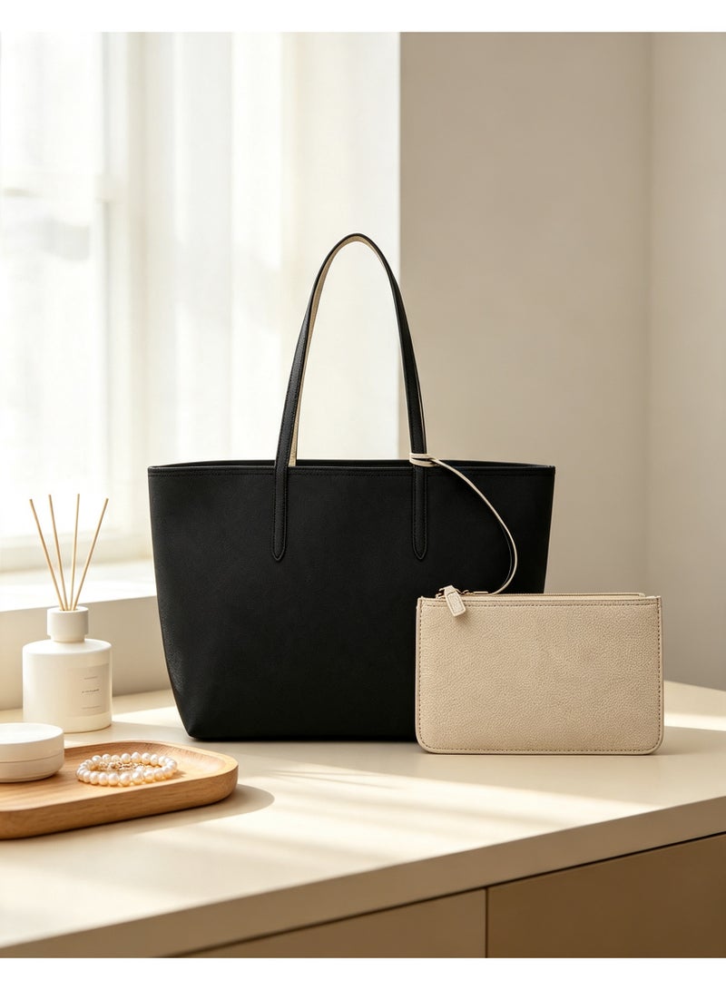 Women Tote Bag with Detachable Small Pouch, Large Capacity Shopper Handbag, Casual Daily Shoulder Bag for Work Shopping - Image 1