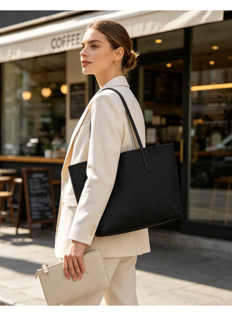 Women Tote Bag with Detachable Small Pouch, Large Capacity Shopper Handbag, Casual Daily Shoulder Bag for Work Shopping - Image 2