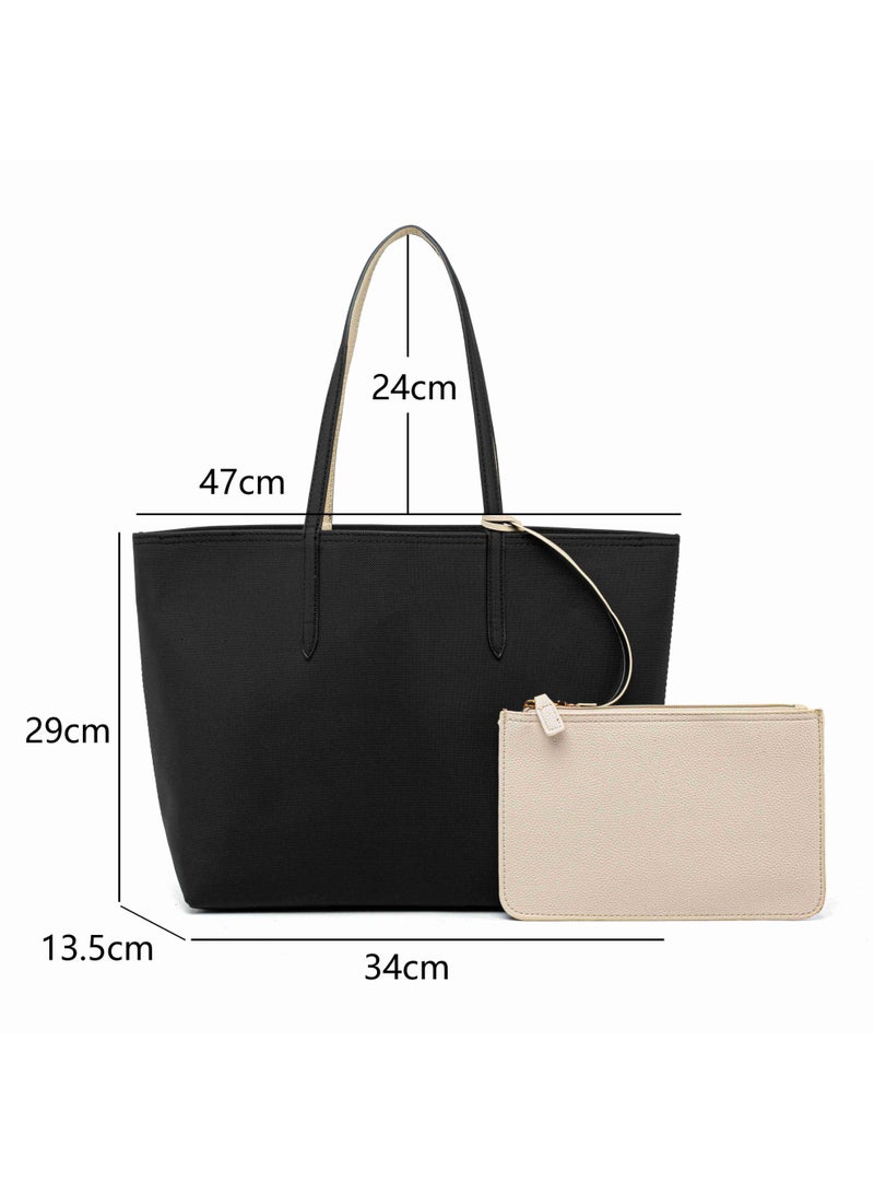 Women Tote Bag with Detachable Small Pouch, Large Capacity Shopper Handbag, Casual Daily Shoulder Bag for Work Shopping - Image 4