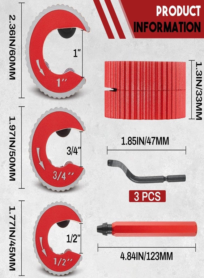Yaocom Copper Tubing Cutter Set, 3 Pcs Copper Pipe Cutter Tool, 1/2 In, 3/4 In, and 1 In. Cutters, Reaming Pen, 3 Cutters Handles with Storage Case - Image 2