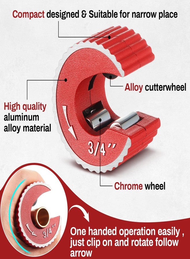 Yaocom Copper Tubing Cutter Set, 3 Pcs Copper Pipe Cutter Tool, 1/2 In, 3/4 In, and 1 In. Cutters, Reaming Pen, 3 Cutters Handles with Storage Case - Image 3