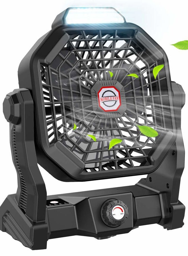 JINLICTE Camping Fan with LED Lantern, 36 Hours 9 Inch Portable Rechargeable Battery Powered Fan with Stepless Speed and Quiet Battery Operated for Picnic, Barbecue, Fishing, Travel, Home, Tent - Image 1