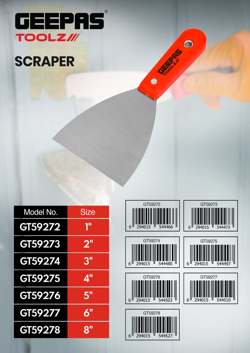 Geepas Toolz 1" Scraper- GT59272| High-Quality Metal Scraper, Comfortable to Use| Light-Weight and Durable, Ideal for DIY, Home Improvement, Paint Scraping, Glue Scraping, Wallpaper Scraping and more| Red - Image 1