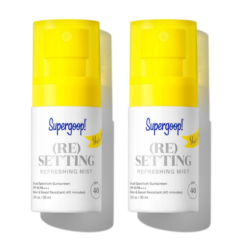 Supergoop! (Re setting Refreshing Mist - 1 fl oz, Pack of 2 - SPF 40 PA+++ Facial Mist - Sets Makeup, Refreshes UV Protection & Helps Filter Pollution - Light, Natural Scent - Image 1