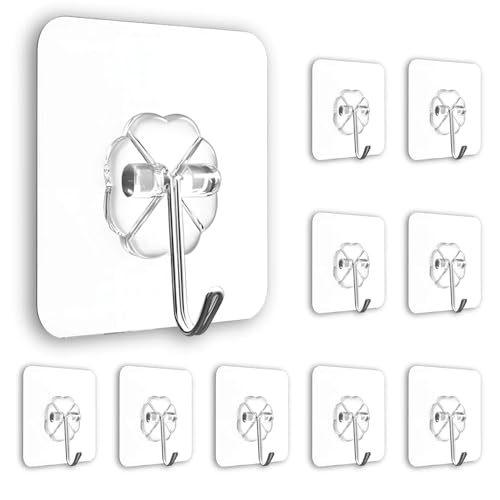 ANTIL'S Flower Adhesive Wall Hooks, 10 Pack Heavy Duty Hooks for Wall Hanging, Strong | Self-Adhesive Sticker Hooks for Walls | Waterproof Wall Hanger Hook for Hanging Coats & Keys - Image 1