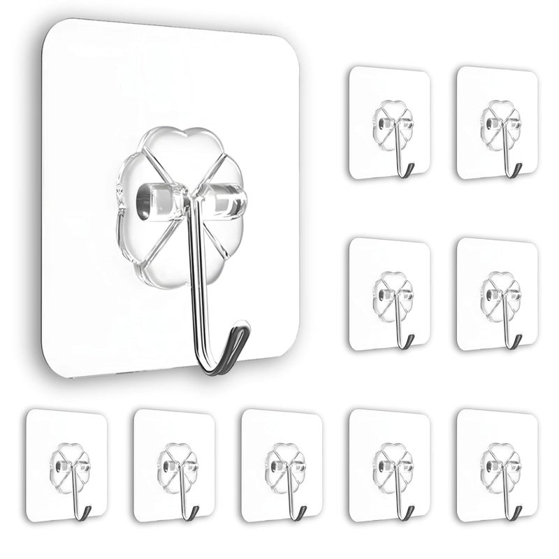 ANTIL'S Flower Adhesive Wall Hooks, 10 Pack Heavy Duty Hooks for Wall Hanging, Strong | Self-Adhesive Sticker Hooks for Walls | Waterproof Wall Hanger Hook for Hanging Coats & Keys - Image 4