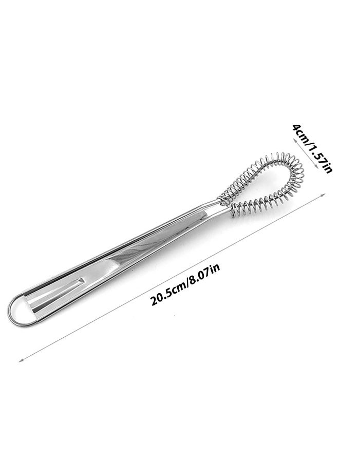 2PCS Stainless Steel Mini Whisks Spring Coil Wire Egg Beater, Handheld Small Egg Whisk Beater Manual Hand Whisker for Coffee Sauce Milk Mixing - Image 3
