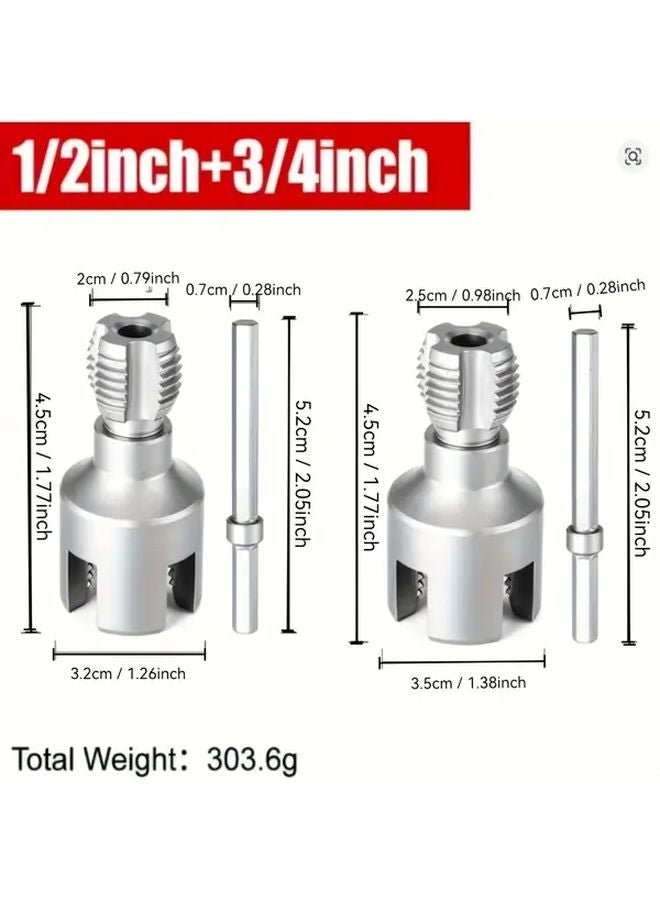 2Pcs Silvery Pipe Threader Kit 0.79 0.98 Inch Universal Electric Drill Tool - Image 3