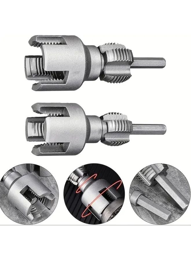 2Pcs Silvery Pipe Threader Kit 0.79 0.98 Inch Universal Electric Drill Tool - Image 2
