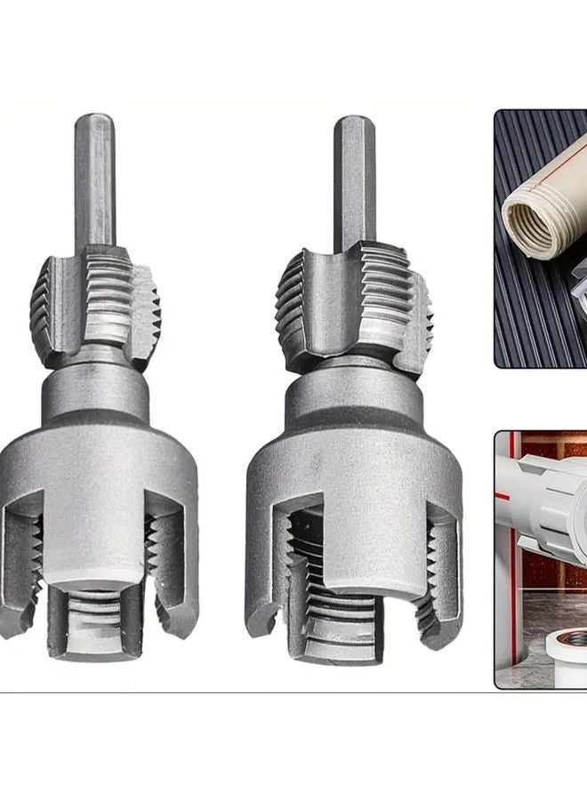 2Pcs Silvery Pipe Threader Kit 0.79 0.98 Inch Universal Electric Drill Tool - Image 5