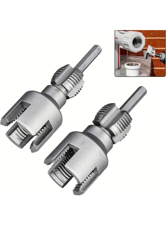 2Pcs Silvery Pipe Threader Kit 0.79 0.98 Inch Universal Electric Drill Tool - Image 4