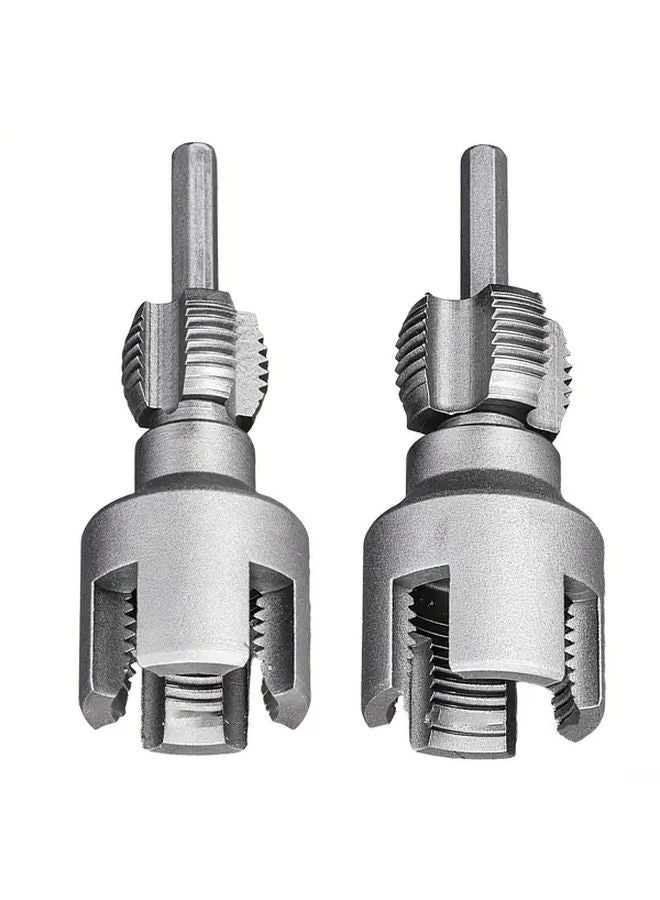 2Pcs Silvery Pipe Threader Kit 0.79 0.98 Inch Universal Electric Drill Tool - Image 1