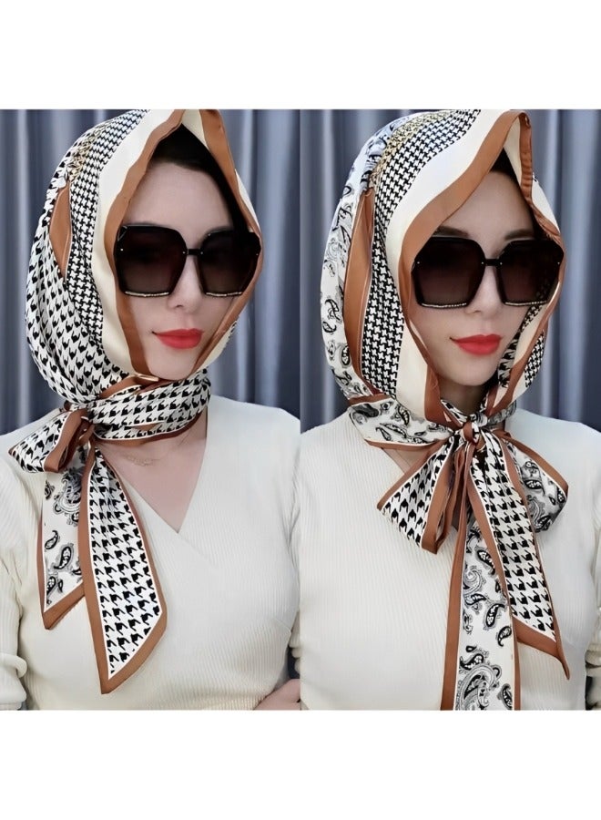 REOCLE Women's Turbans with Double Sided Sun Protection Turban Head Wraps Soft One Piece Hijab Long Turban Full Head Scarf Mulberry Silk Sunscreen Visor - Image 2