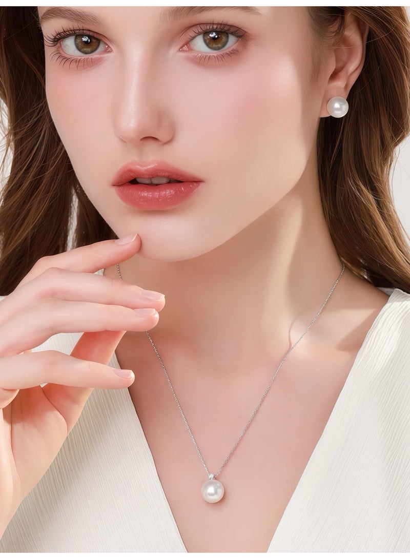 LUSTRE Freshwater Pearl Necklace Pendant 10-11mm with 925 Sterling Silver Chain, Near-Round with Natural Markings - An Elegant Gift for Eid, Weddings and Mothers - Image 3