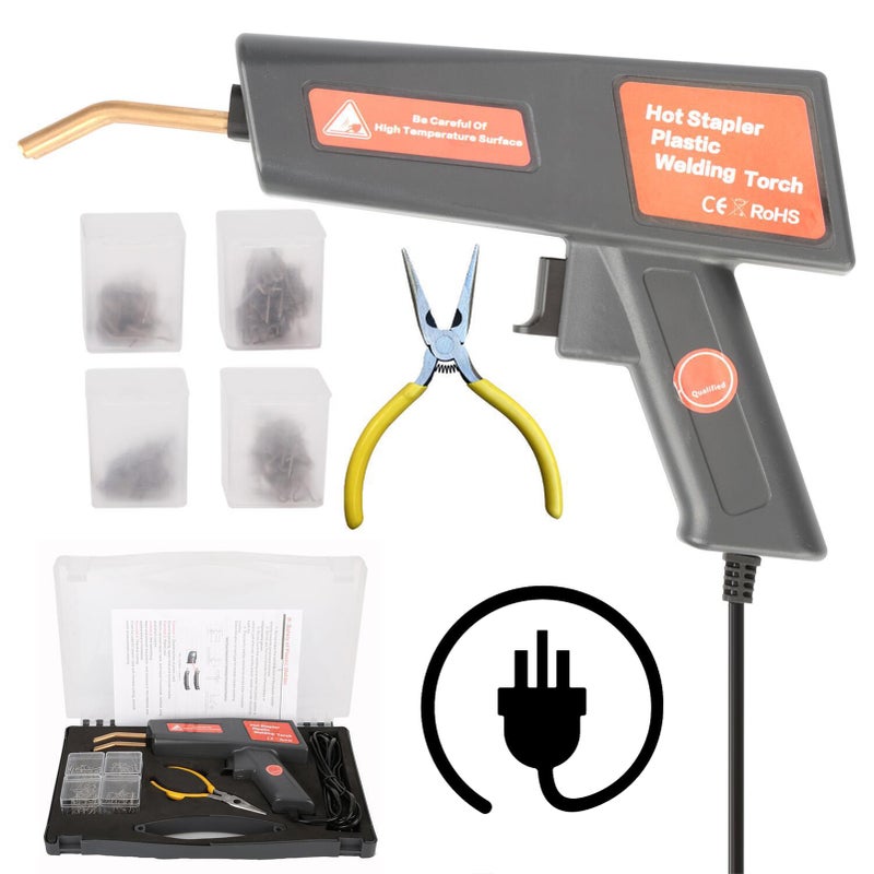 120W Hot Stapler Plastic Welding Torch High Power Car Bumper Repair Kit with Pliers 4 Kinds Staples Hard Storage Case, Plastic Cracks Repairing Welder - Image 1