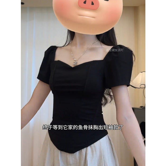 Mr [Original Rayon Air Layer] Women'S Summer Fishbone Waist Slimming Short-Sleeved T-Shirt Girl Fashion Easiest For Match - Image 1