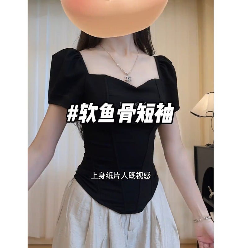 Mr [Original Rayon Air Layer] Women'S Summer Fishbone Waist Slimming Short-Sleeved T-Shirt Girl Fashion Easiest For Match - Image 2