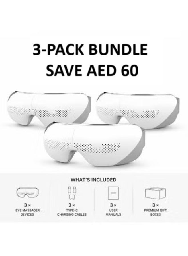 Eye Massager 2026 Upgrade – Heat & Air Compression Eye Massager (Open View, Relieves Eye Strain, Dry Eyes & Headaches) – 3-Pack Bundle Save AED60 - Image 1