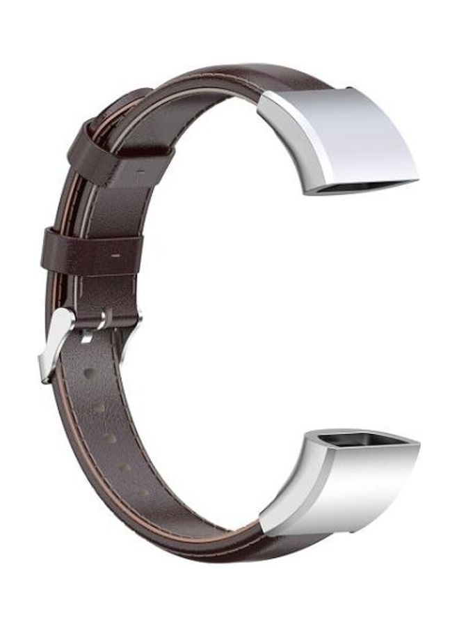 NIBEMINENT Oil Wax Leather Strap Watchband For Huawei Band 3/4 Pro Brown - Image 1