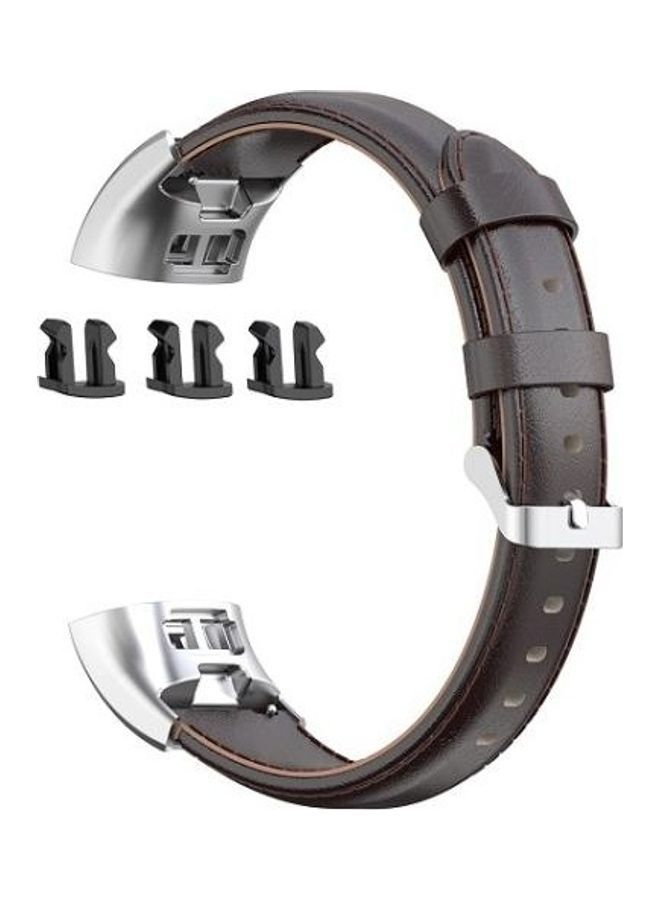 NIBEMINENT Oil Wax Leather Strap Watchband For Huawei Band 3/4 Pro Brown - Image 2
