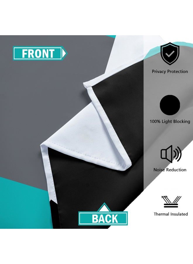Tyrot Teal Black and Grey Blackout Curtains, Teal, 52x63 - Image 5
