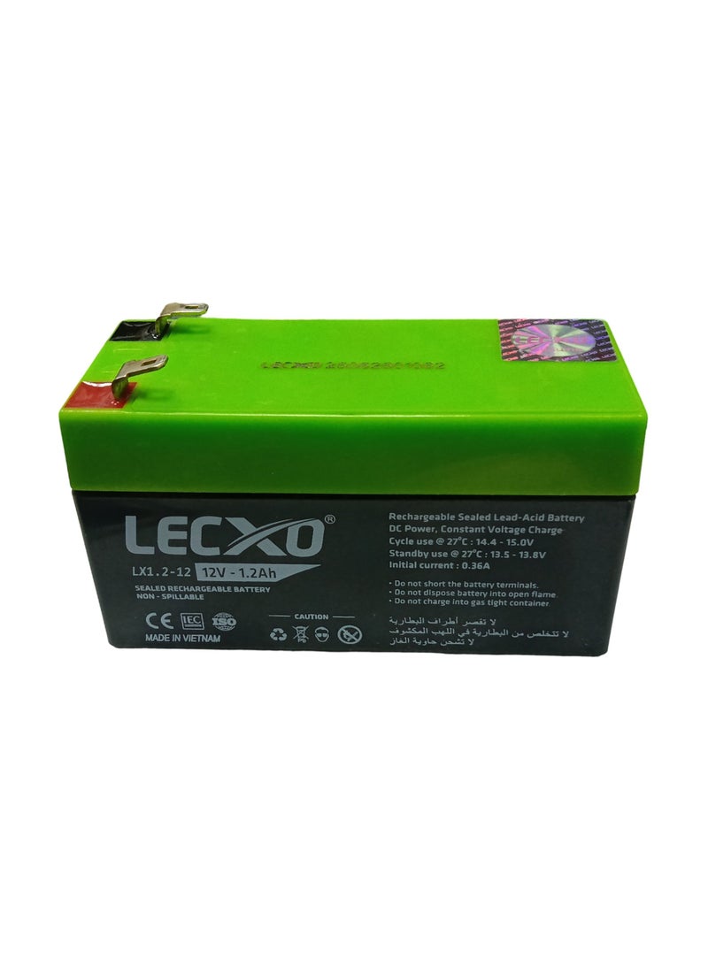 ليكسو بطارية LECXO 12 فولت 1.2 أمبير-ساعة (حمض رصاصي مختوم) — طاقة احتياطية للإنارة الطارئة وأنظمة الإنذار - Image 2