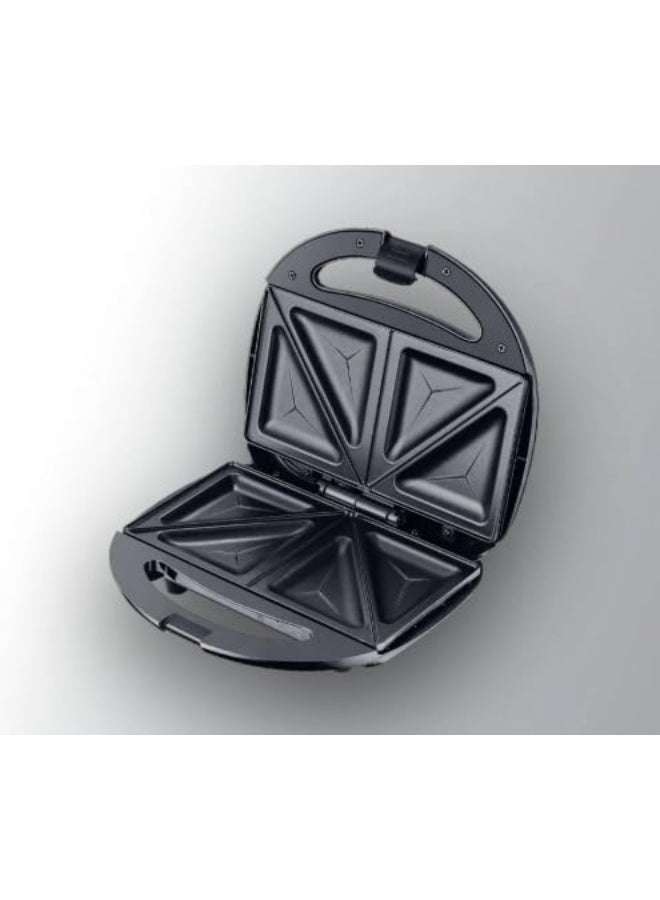 دكتور إلكتريك صانعة توست 750 واط، ألواح غير لاصقة، 4 ساندويتشات مثلثة، أسود ورمادي، موديل DR7502