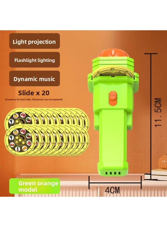 Children's Luminous Flashlight Projector Slide Educational Early Education Toys Baby Creative Starry Sky Music Projection Lamp 