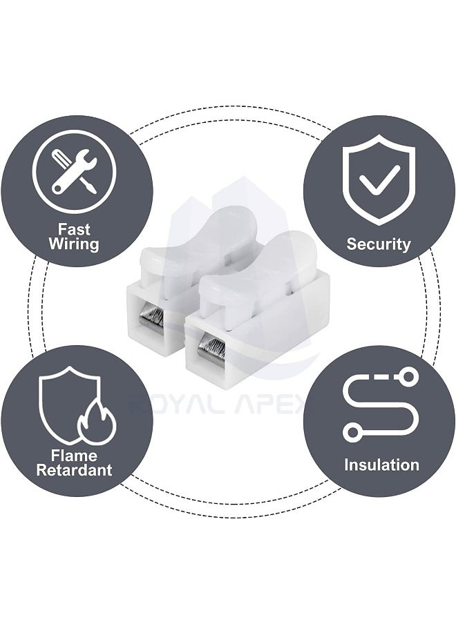Royal Apex 5Pcs Spring Wire Connectors Ch2 Cable Clamp Terminal Block Quick Push-In Electrical Wiring Terminal Connectors 2 Way  - Image 3