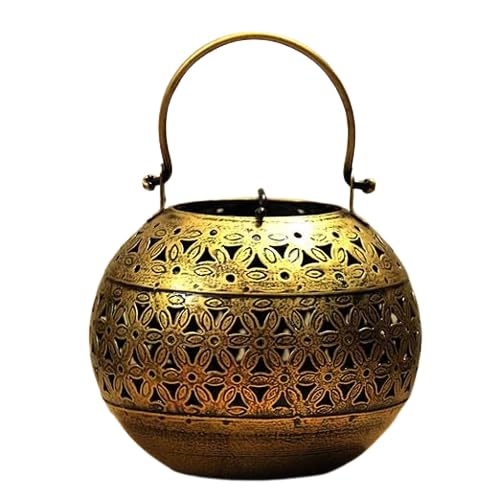Generic PR Smart Present Home Decor Handcrafted Beautiful Hanging Metal Lota Candle Holder Antique Shade Box for Home DecorationLanternCandle StandGifting 14 x 14 x 14 cm  - Image 1