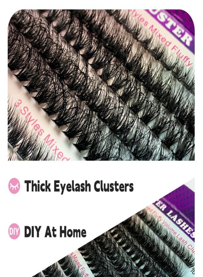 Generic 300PCS Curly Fluffy Individual Eyelashes，Soft Curly  False  Lashes， Natural Looking DIY Eyelash Extensions Fluffy False Eyelash Individual Eyelash Clusters Reusable Eyelash Extensions 8- 16mm, 3 Curls D60 D80 D100  for Make up  - Image 2
