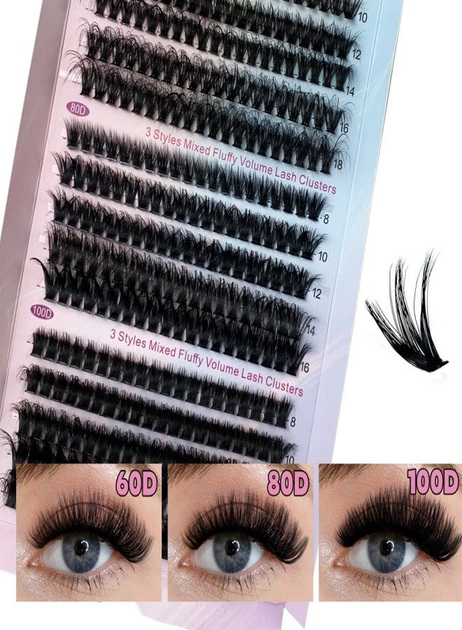 Generic 300PCS Curly Fluffy Individual Eyelashes，Soft Curly  False  Lashes， Natural Looking DIY Eyelash Extensions Fluffy False Eyelash Individual Eyelash Clusters Reusable Eyelash Extensions 8- 16mm, 3 Curls D60 D80 D100  for Make up  - Image 1